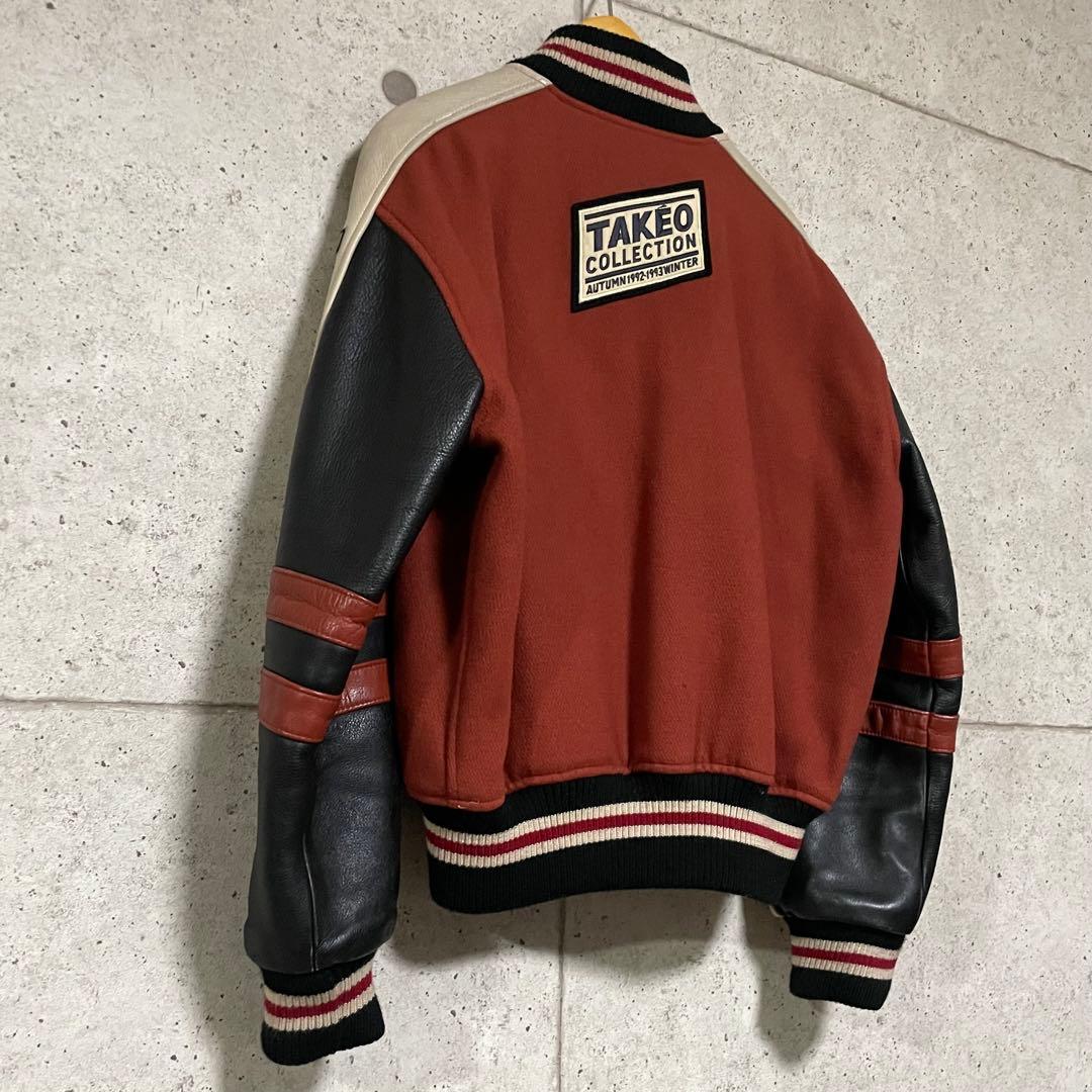 【ヴィンテージ古着】90s タケオキクチ レザー ウール スタジャン フルデコ