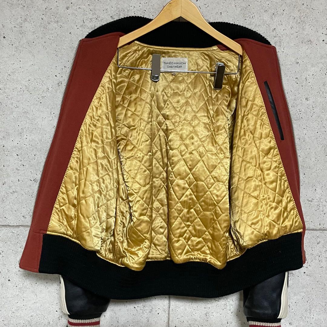 【ヴィンテージ古着】90s タケオキクチ レザー ウール スタジャン フルデコ