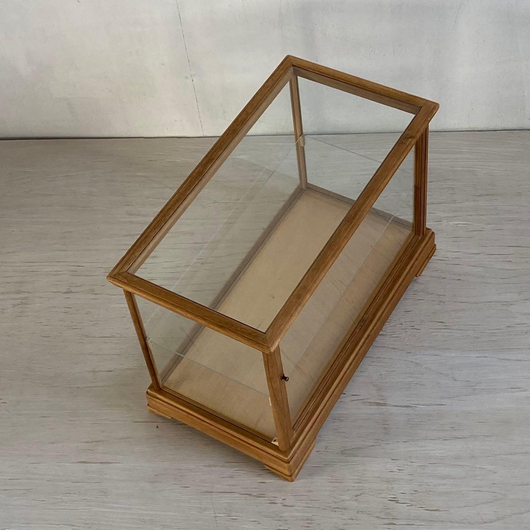 さあパパ g313 古い木製 ガラスケース 2段 卓上 ショーケース