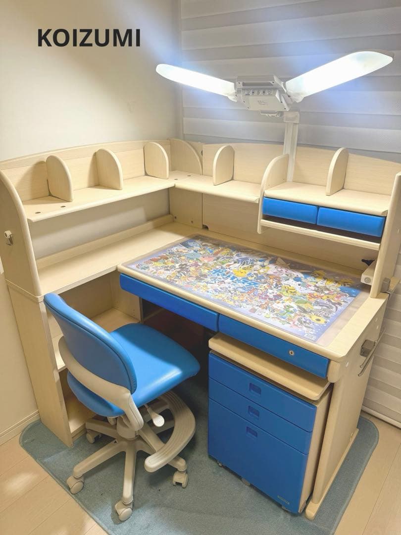 （大阪引取り限定）KOIZUMI L字型学習机とチェアセット