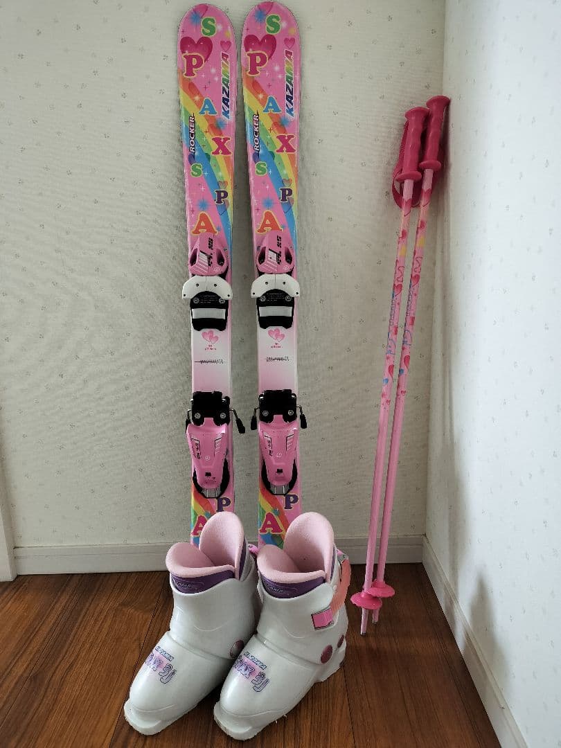 KAZAMA スキー セット ケース付き 板96cm ブーツ17〜18cm