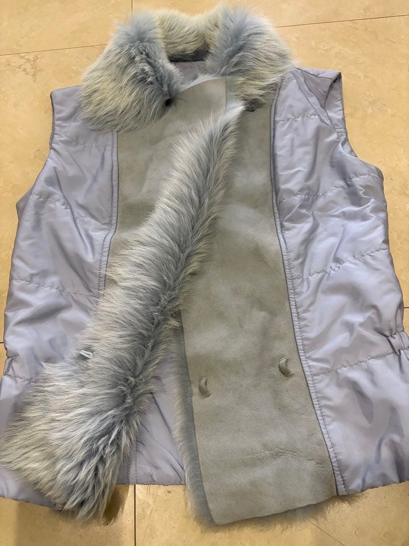 ERMANNO SCERVINOフェイクファー襟&ソフトスウェード&ナイロンジレ