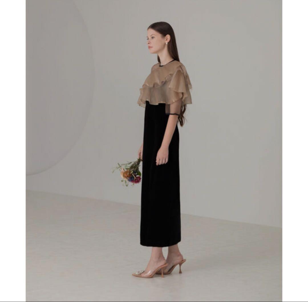 【⑦】Leja アシンメトリーティアードフリル3WAYベロアIラインドレス