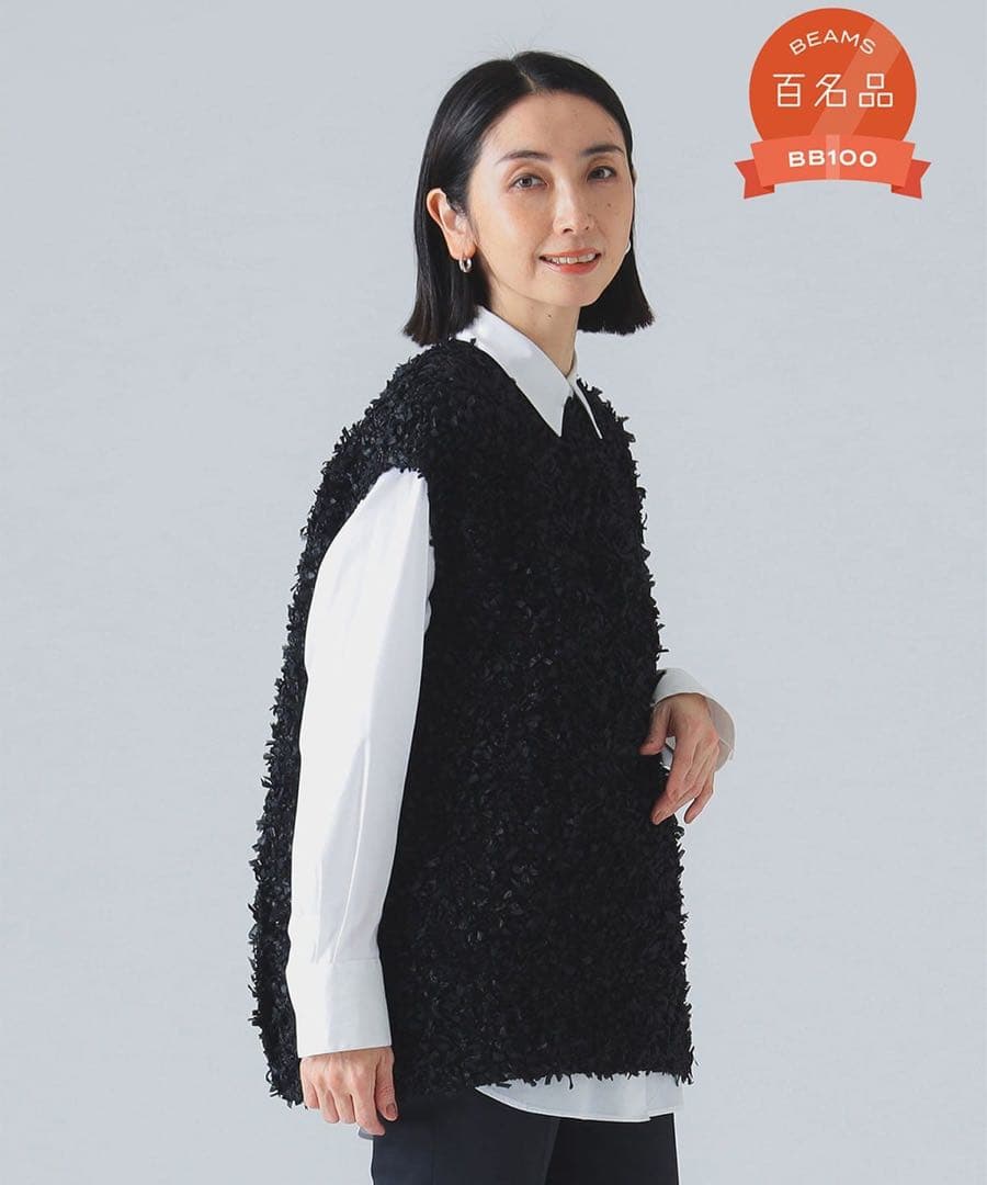 【EFFE BEAMS】定番 カラミリボンブラウス 黒