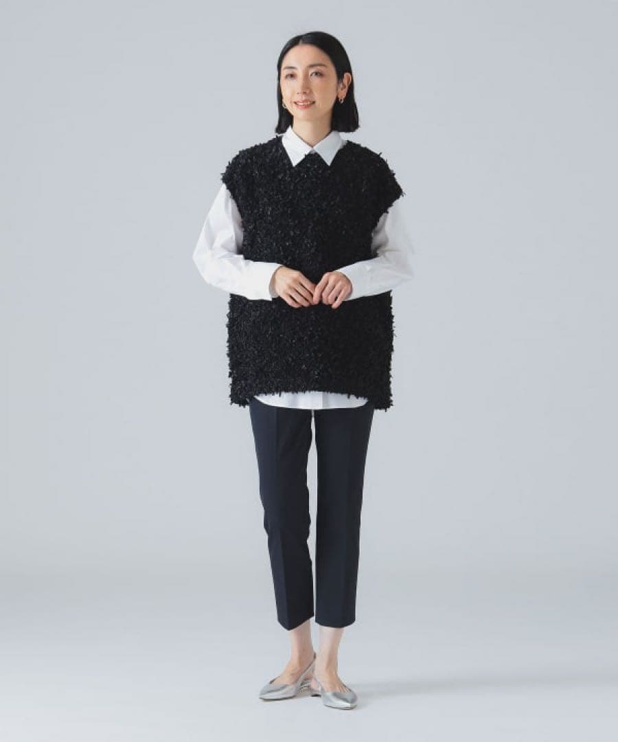 【EFFE BEAMS】定番 カラミリボンブラウス 黒