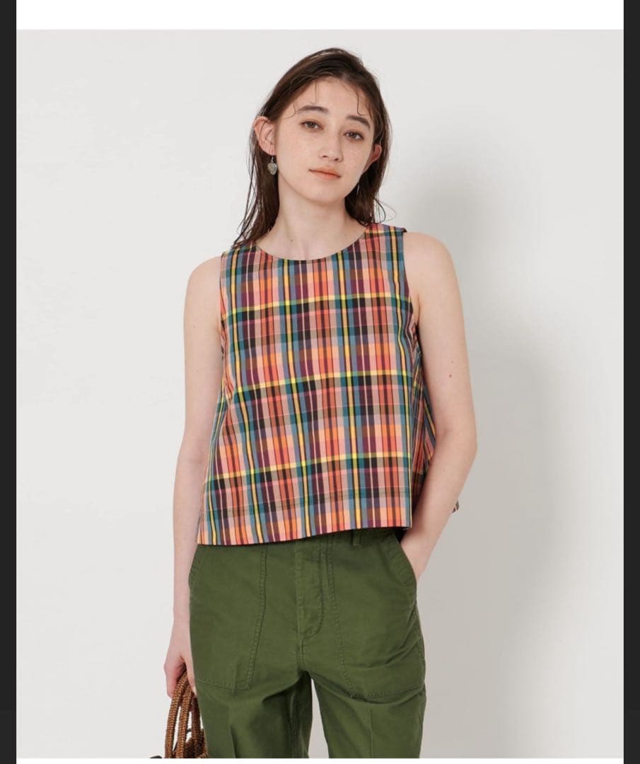 ユナイテッドアローズ　チェック柄　フレアノースリーブ