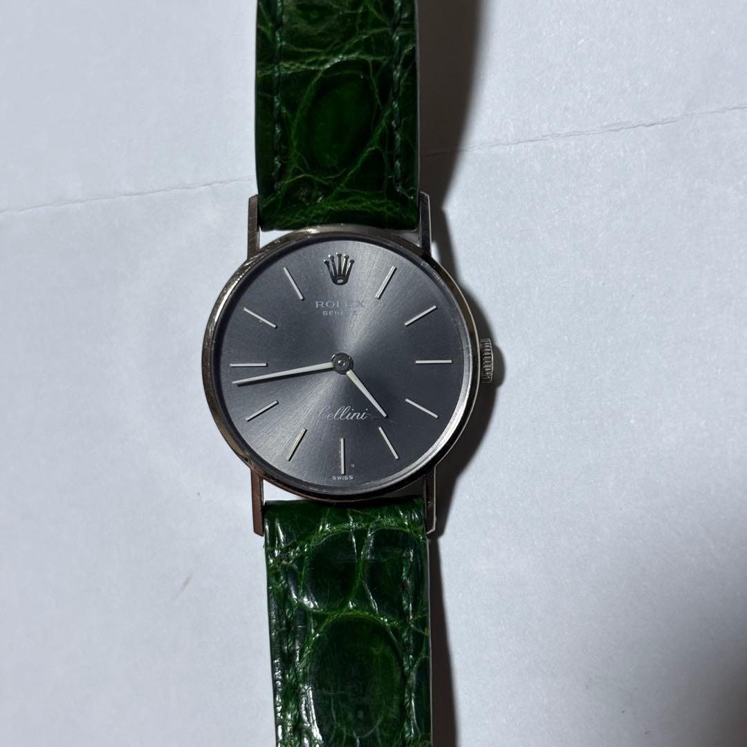 ロレックス レディース　手巻き　チェリーニ　750無垢ケース　社外革ベルト