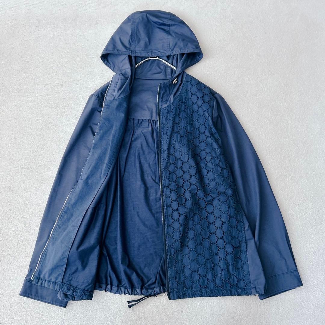 近年✨ レリアン　レースフード付きジップジャケット　パーカー　ネイビー　XL相当