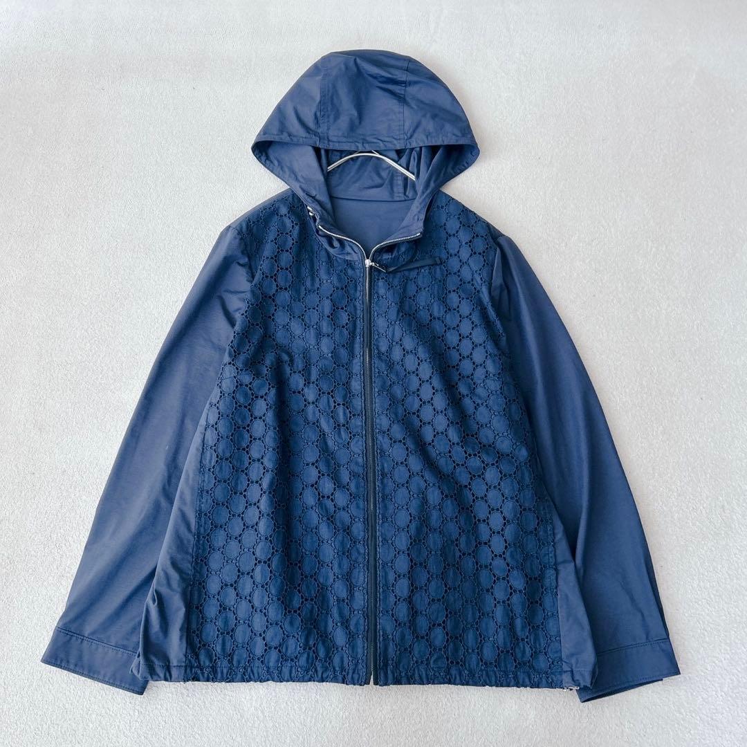近年✨ レリアン　レースフード付きジップジャケット　パーカー　ネイビー　XL相当