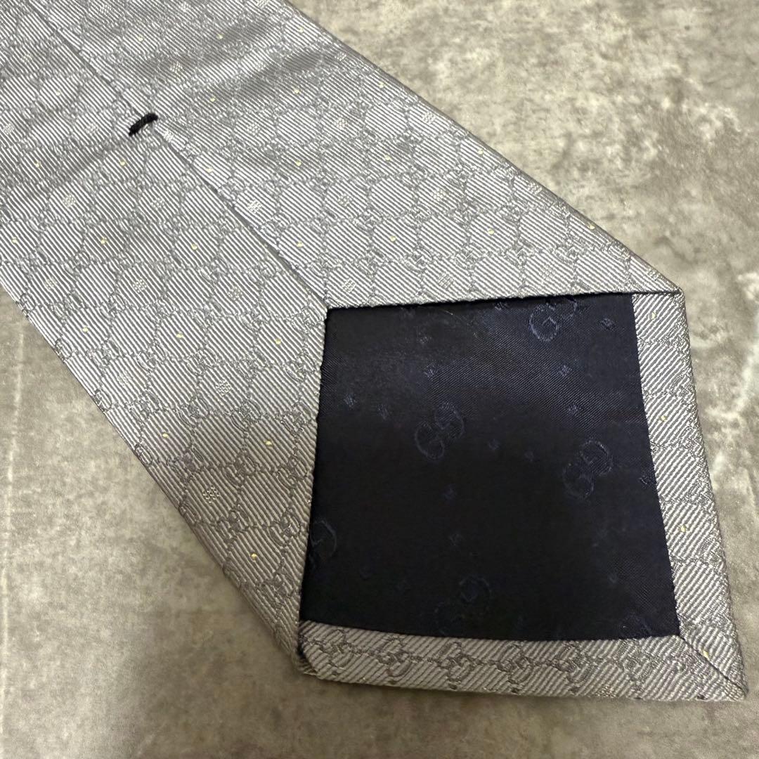 【✨極美品✨】GUCCI グッチ ネクタイ インターロッキング シルバー 結婚式