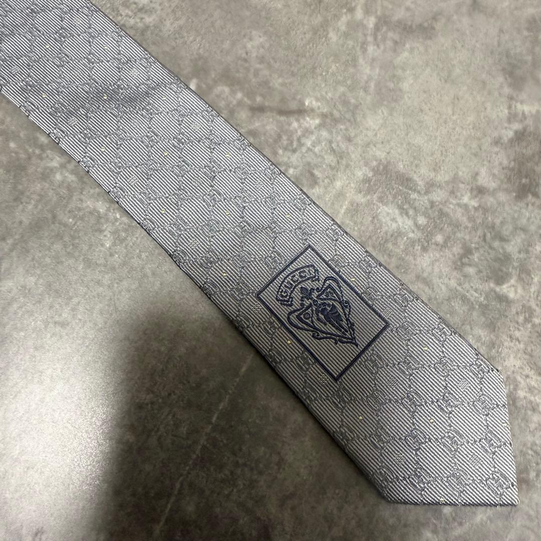 【✨極美品✨】GUCCI グッチ ネクタイ インターロッキング シルバー 結婚式