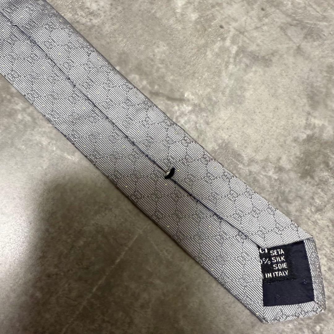 【✨極美品✨】GUCCI グッチ ネクタイ インターロッキング シルバー 結婚式