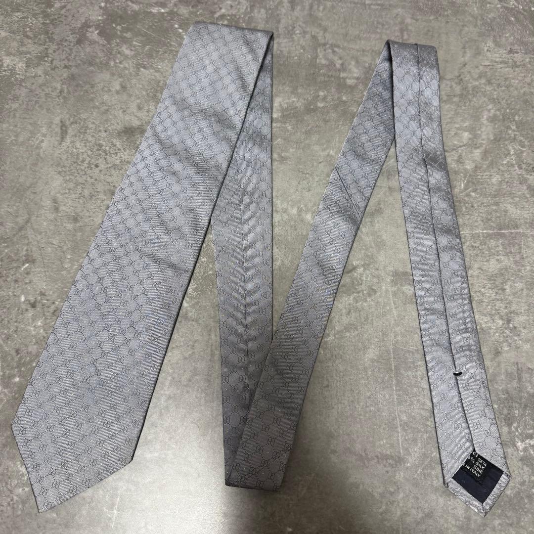 【✨極美品✨】GUCCI グッチ ネクタイ インターロッキング シルバー 結婚式