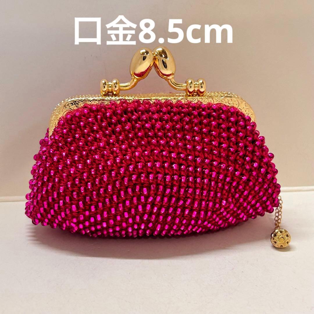 ビーズがま口ハンドメイド、魅惑のピンク4点セット