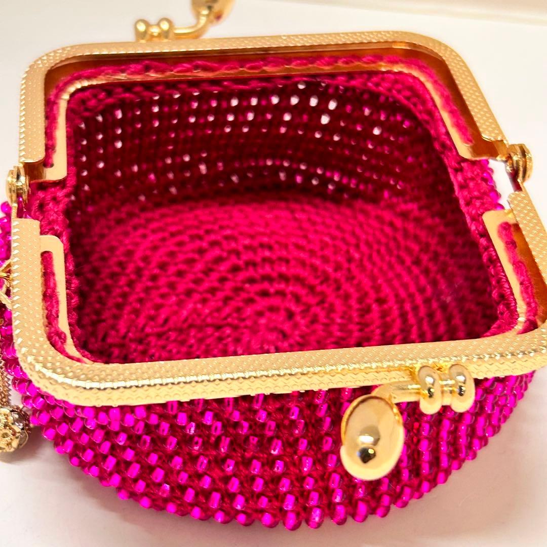 ビーズがま口ハンドメイド、魅惑のピンク4点セット