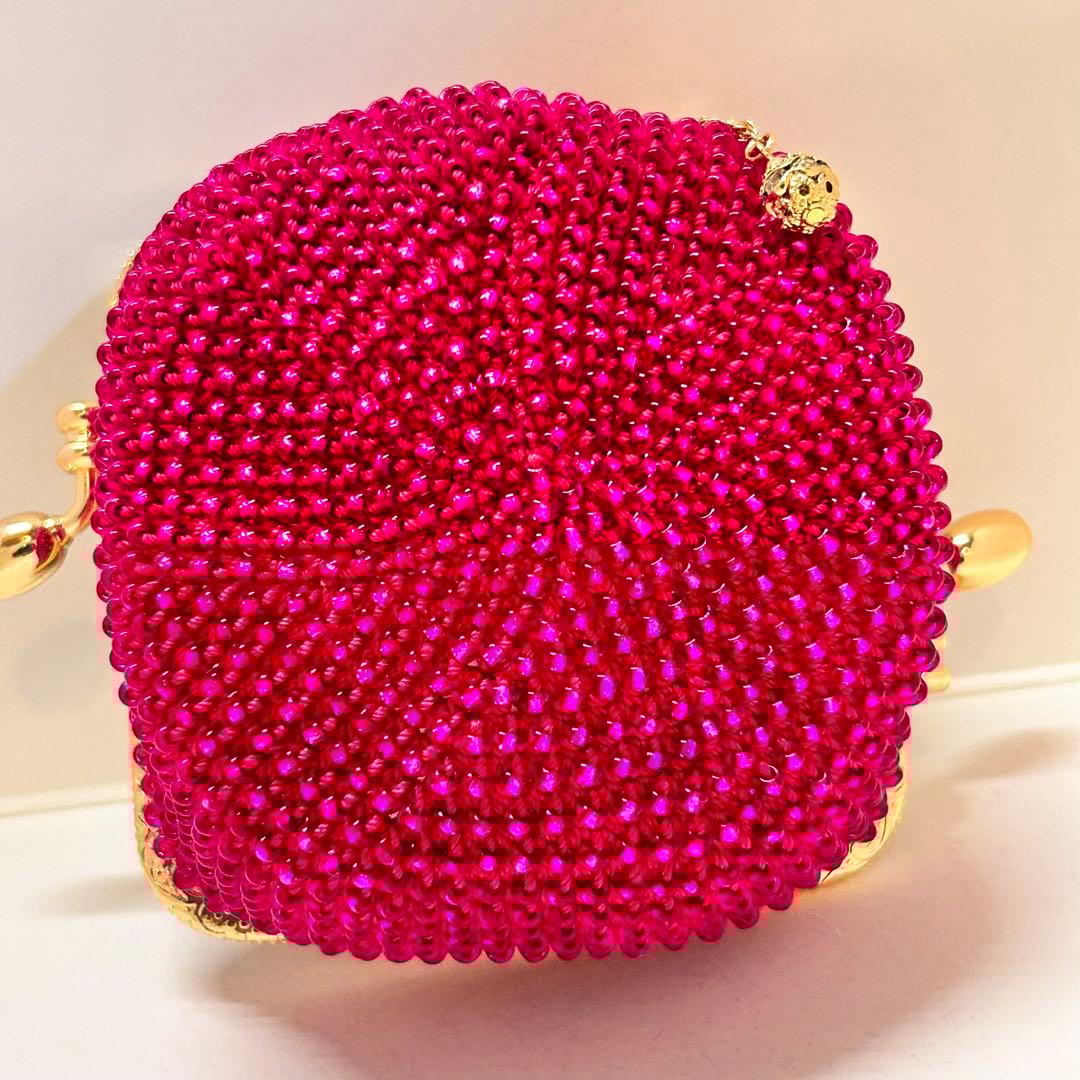 ビーズがま口ハンドメイド、魅惑のピンク4点セット