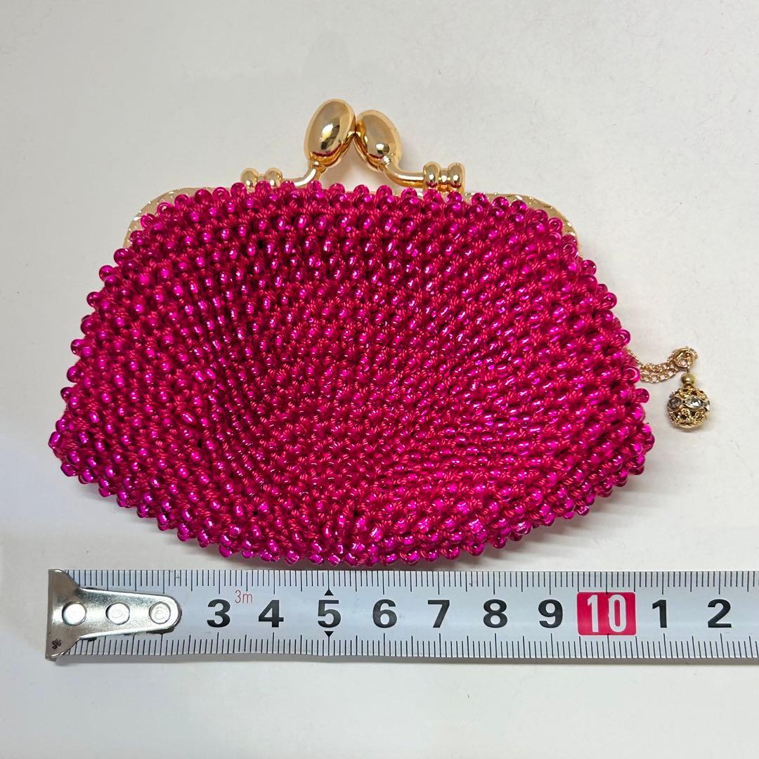 ビーズがま口ハンドメイド、魅惑のピンク4点セット