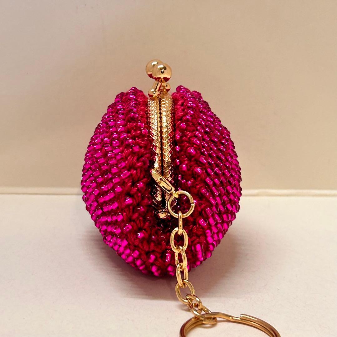 ビーズがま口ハンドメイド、魅惑のピンク4点セット