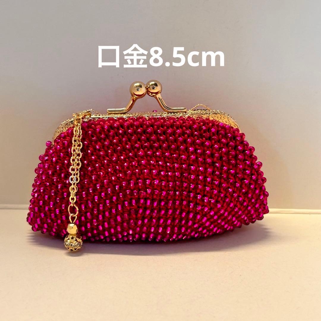 ビーズがま口ハンドメイド、魅惑のピンク4点セット