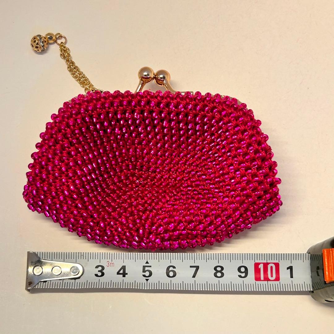 ビーズがま口ハンドメイド、魅惑のピンク4点セット