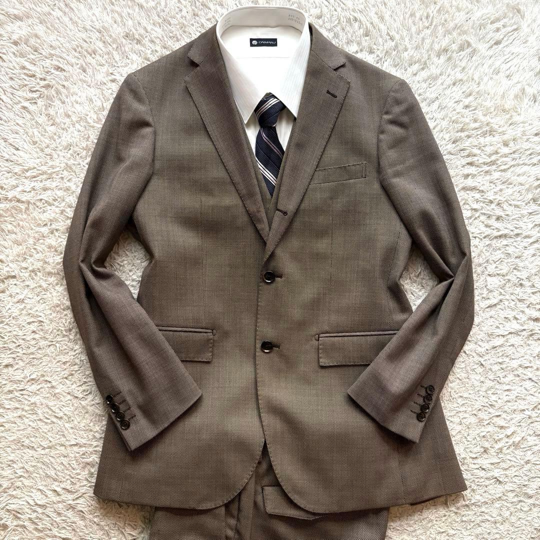 ★3ピース★ ORIHICA セット アップスーツ バーズアイ ストレッチ