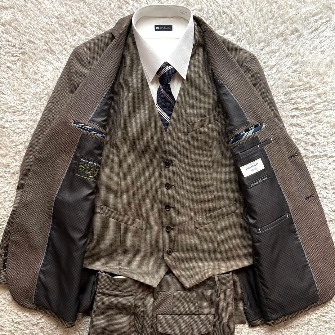 ★3ピース★ ORIHICA セット アップスーツ バーズアイ ストレッチ