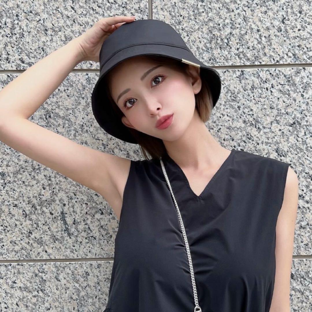 しーちゃん　バケハ　遮光　ブラック バケットハット　しいちゃん　黒