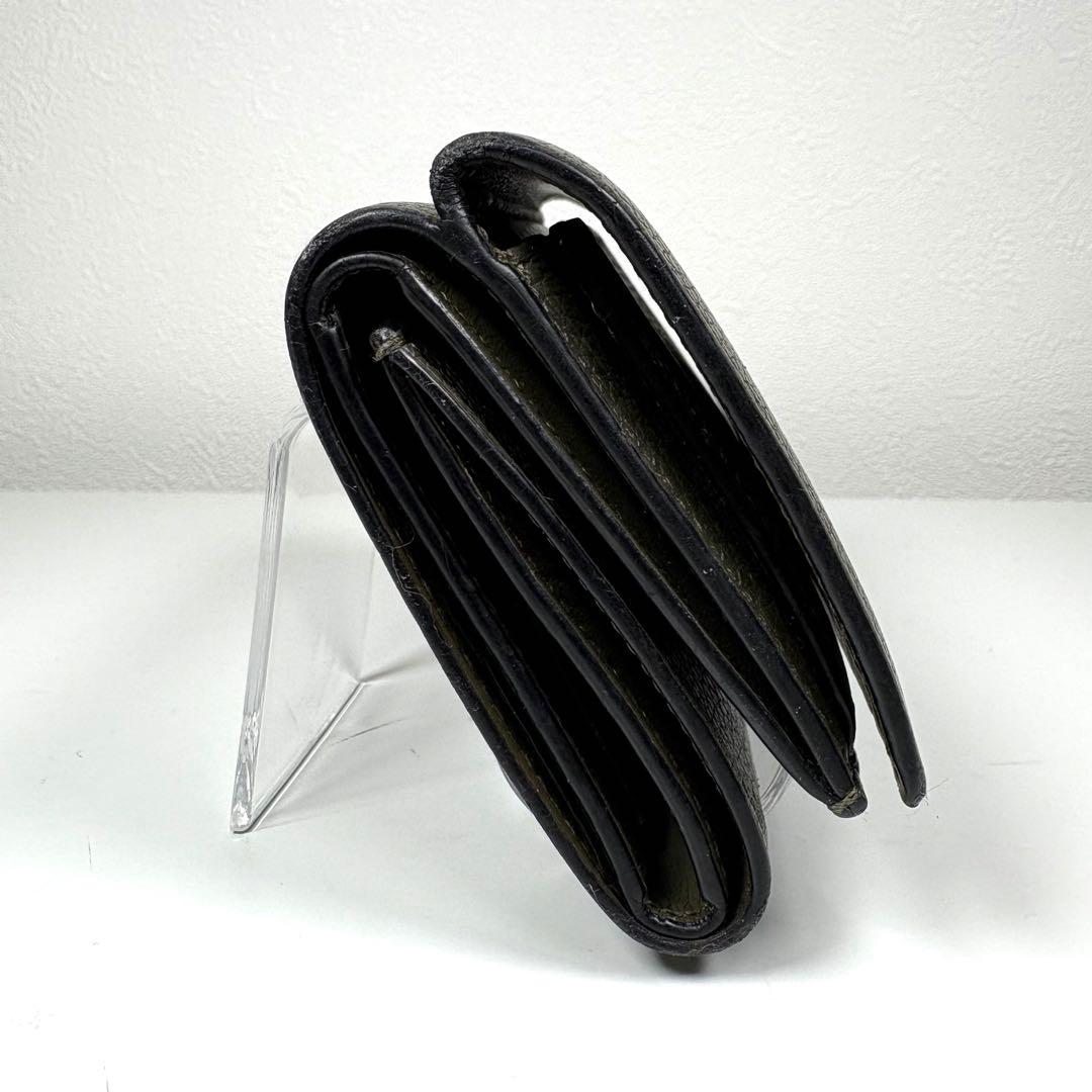 ☆人気☆LOEWE アナグラムロゴ 三つ折り コンパクト財布 カーキ レザー