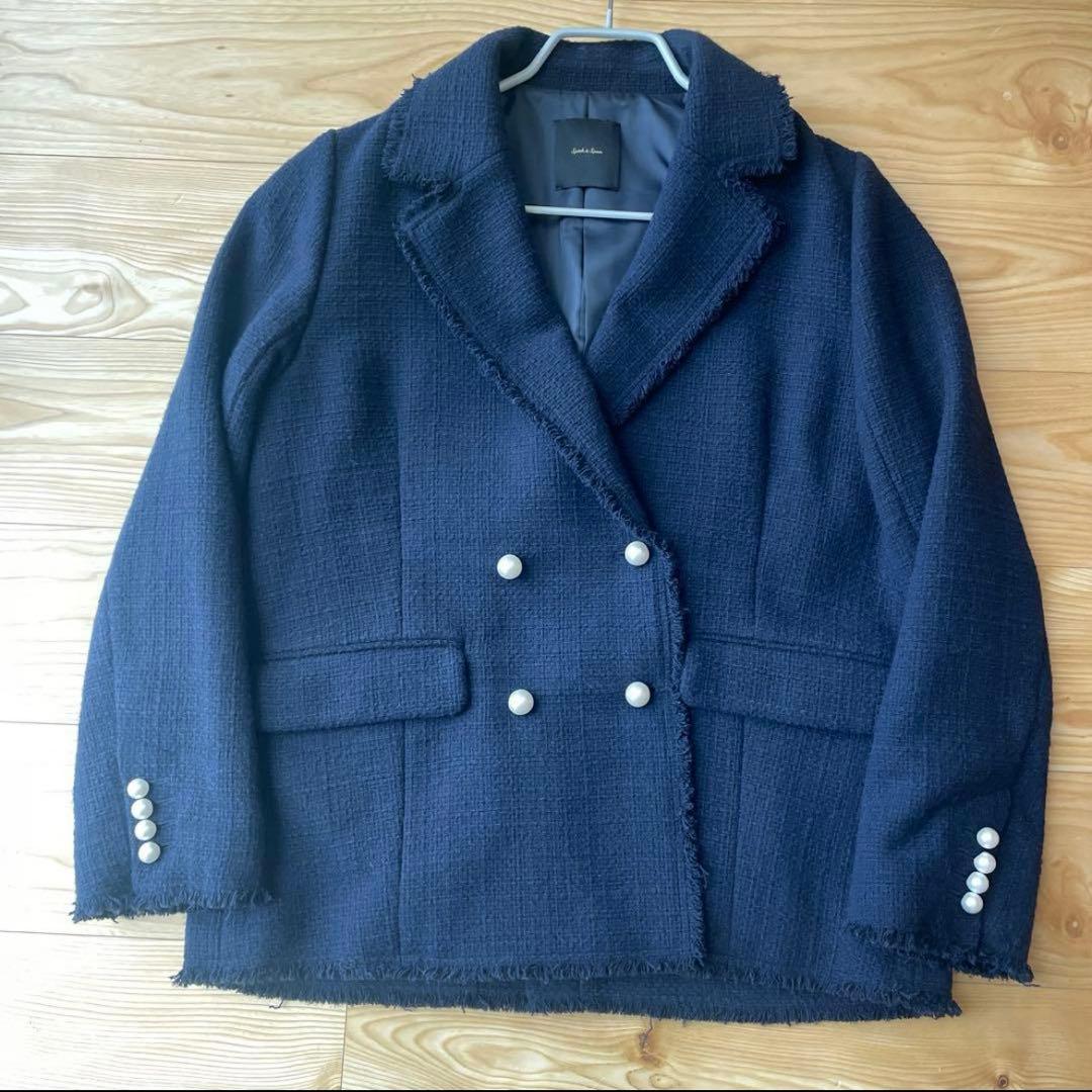 美品！スピックアンドスパン 完売 ファンシーツイードダブルブレストジャケット