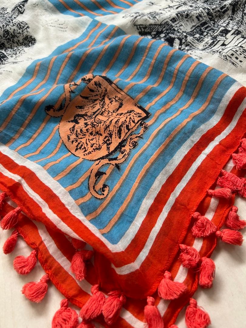 マニプリ manipuri ⭐︎フリンジポンポン付ストール 定価14300円