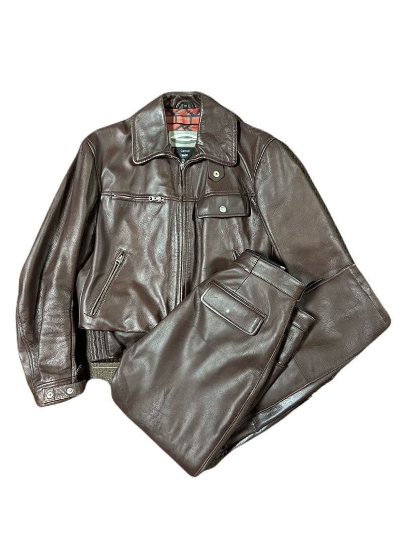 激レア CANYON ナッパレザー レーシングセットアップ 48 美品
