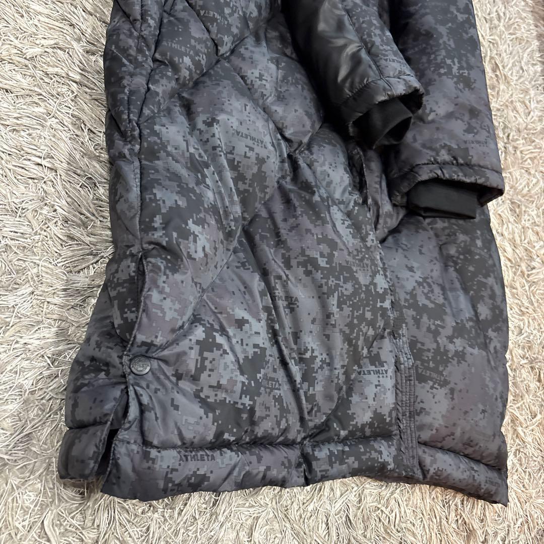 ATHLETA ベンチコート フード付き ダイヤモンドキルティング　Oサイズ