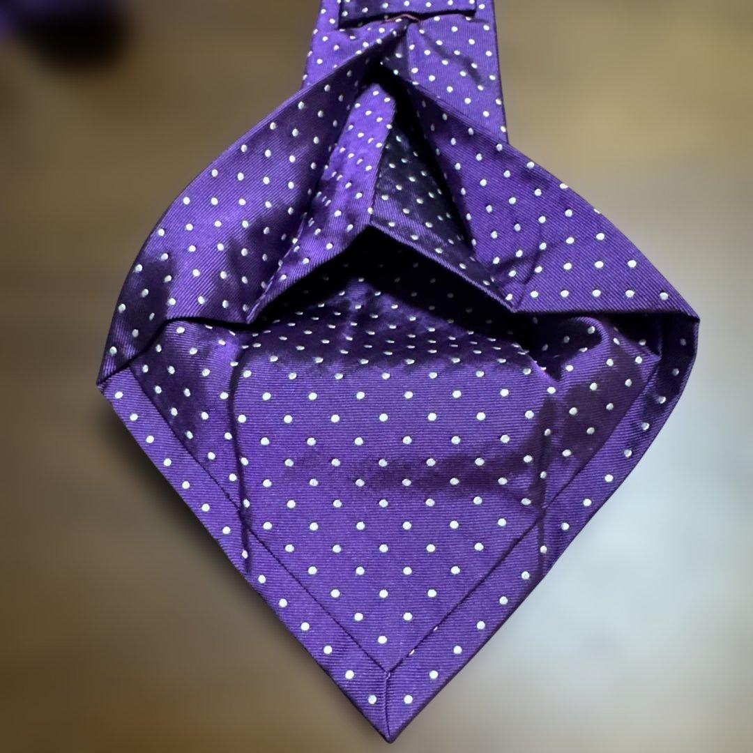 E. Marinella 紫 ドット柄 ネクタイ