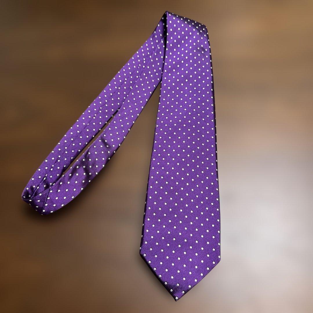 E. Marinella 紫 ドット柄 ネクタイ
