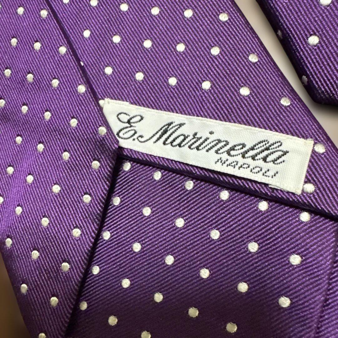 E. Marinella 紫 ドット柄 ネクタイ