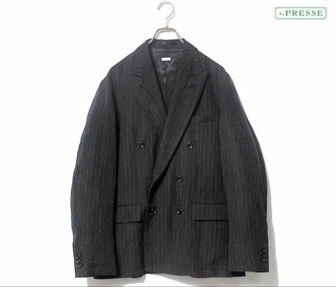 21AW A.PRESSE ストライプ ダブルブレステッドジャケット　サイズ2