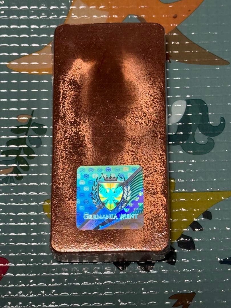 ゲルマニアミント社　インゴット1キロ純銅　赤金　延べ棒　Cu ペーパーウェイト