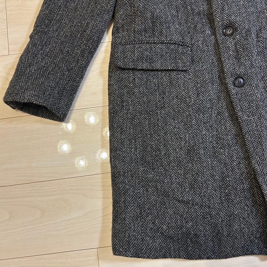 アーバンリサーチロッソ ハリスツイード チェスターコート ヘリンボー ン L