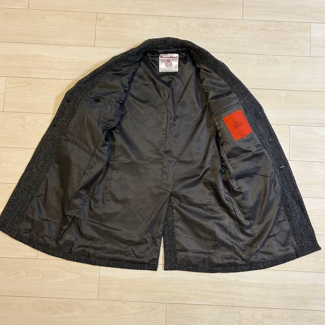 アーバンリサーチロッソ ハリスツイード チェスターコート ヘリンボー ン L