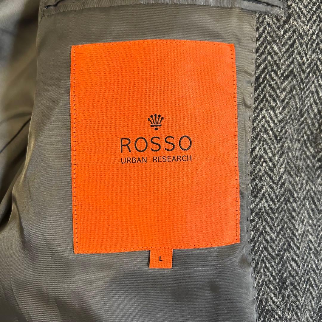 アーバンリサーチロッソ ハリスツイード チェスターコート ヘリンボー ン L