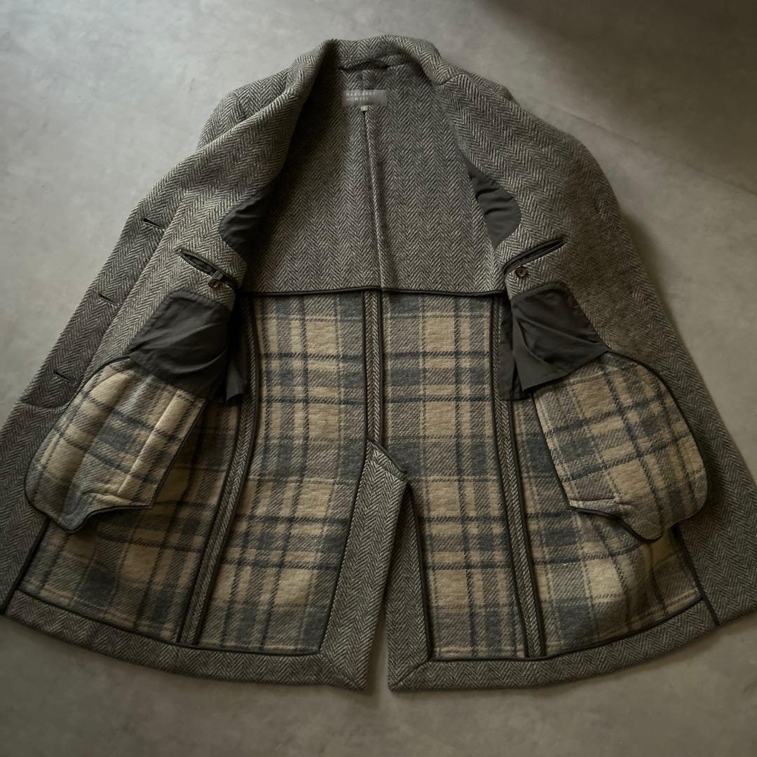 MARGARET HOWELL ヘリンボーン チェスターコート　比翼ボタン