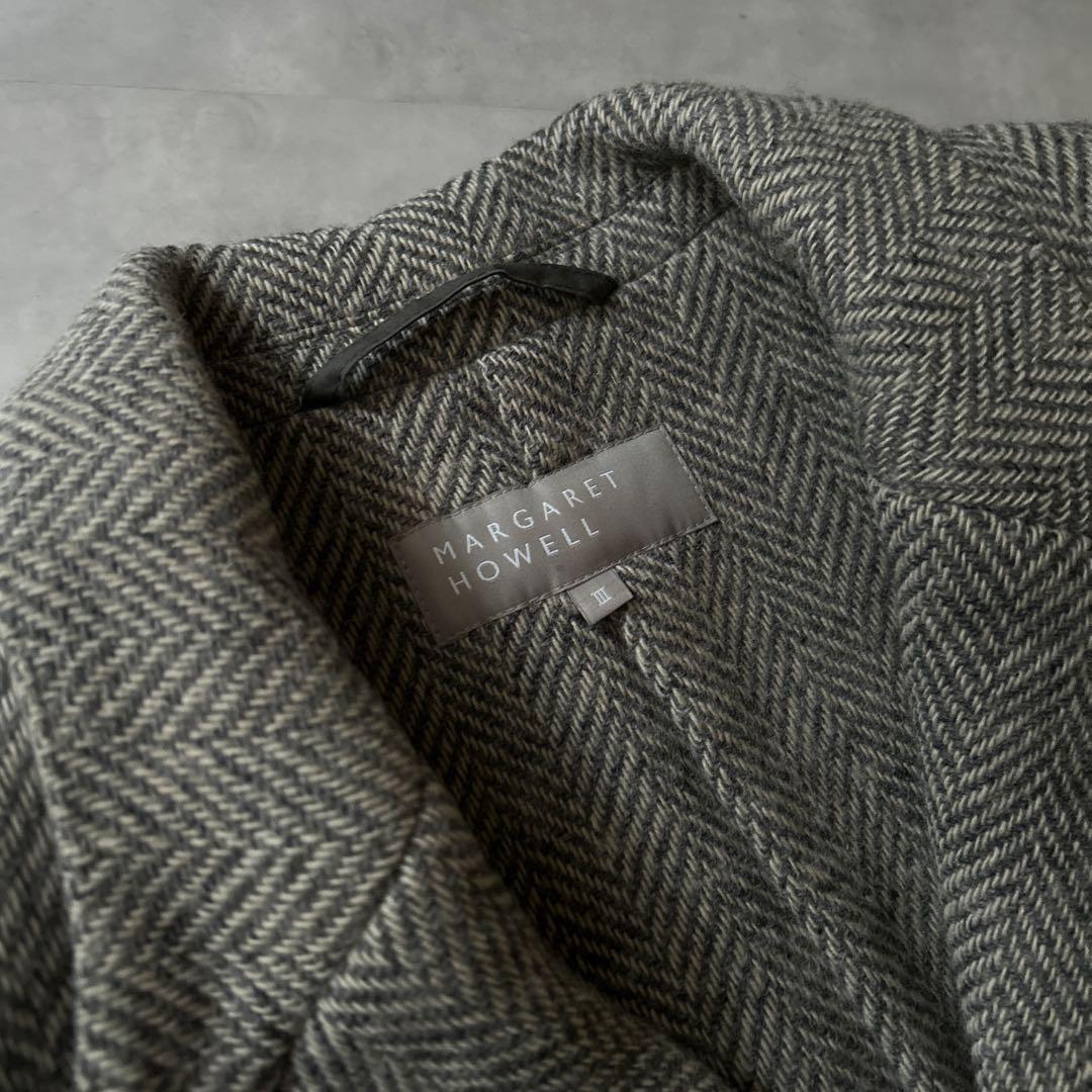 MARGARET HOWELL ヘリンボーン チェスターコート　比翼ボタン