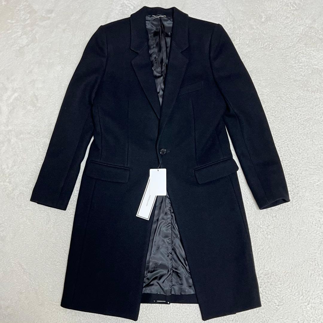 【札付き未使用極美品】ジョンローレンスサリバン　チェスターコート　カシミヤ　黒