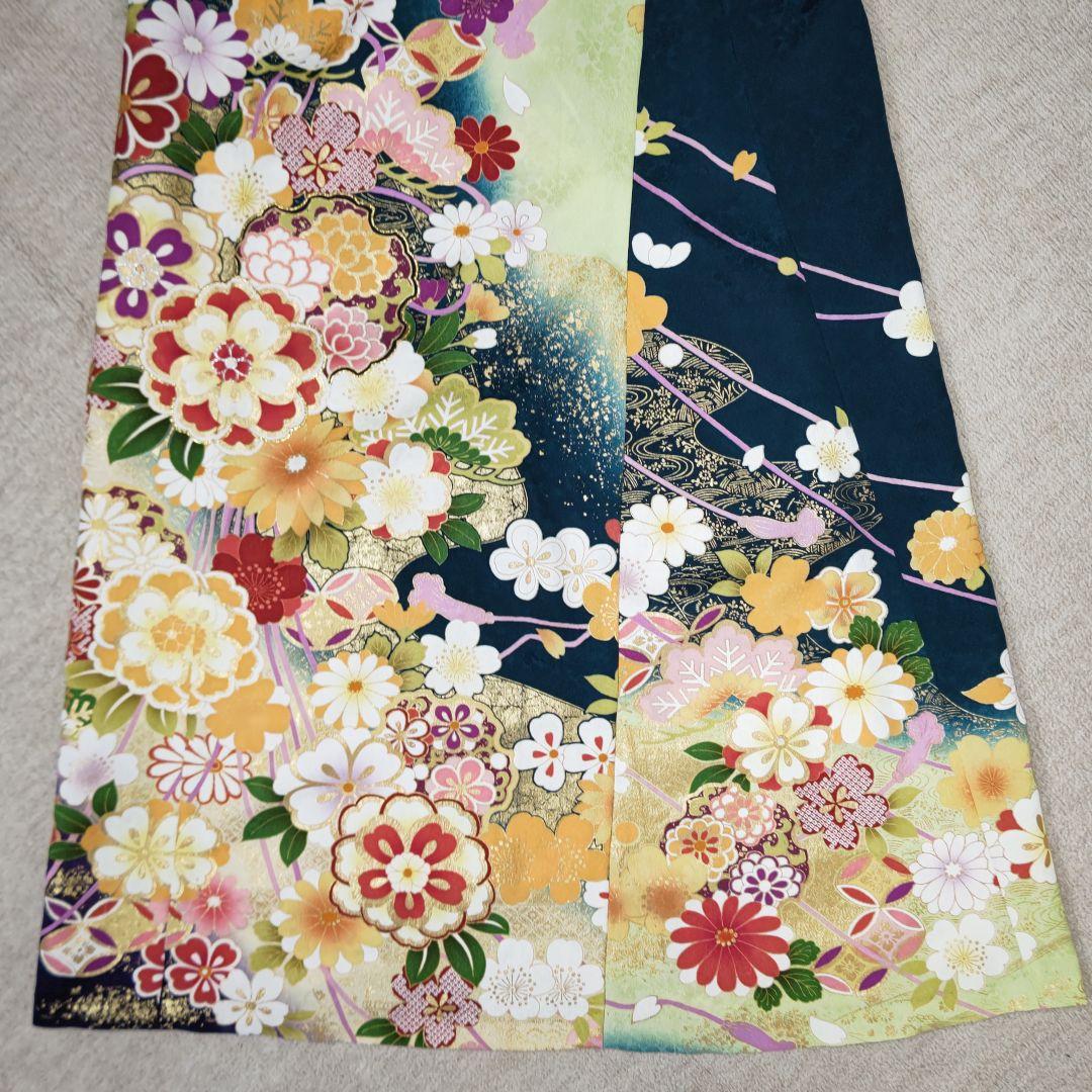 zunezune 振袖ドレス トールサイズ ノースリーブ 着物リメイク 深緑