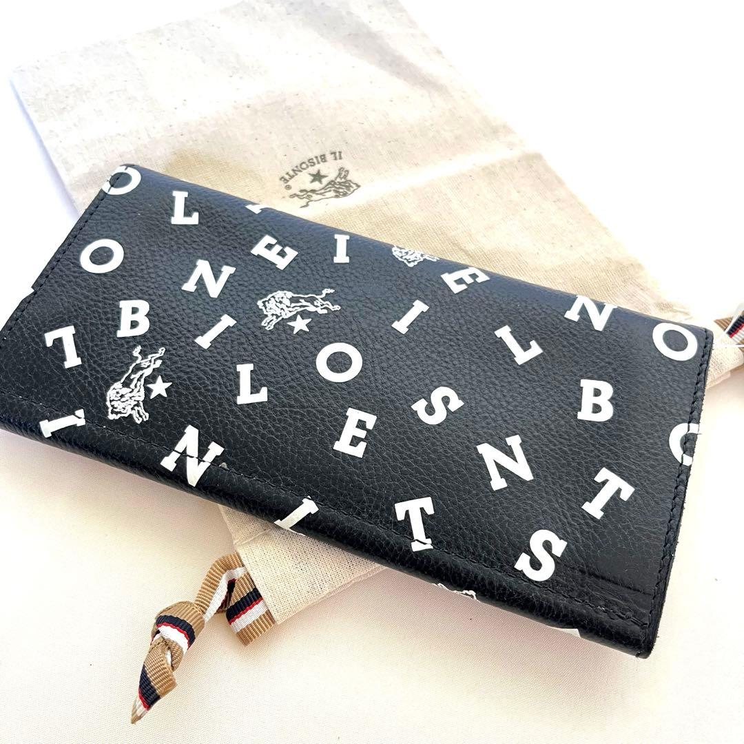 国内正規 限定 IL BISONTE ロゴプリント イルビゾンテ 長財布 ヌメ