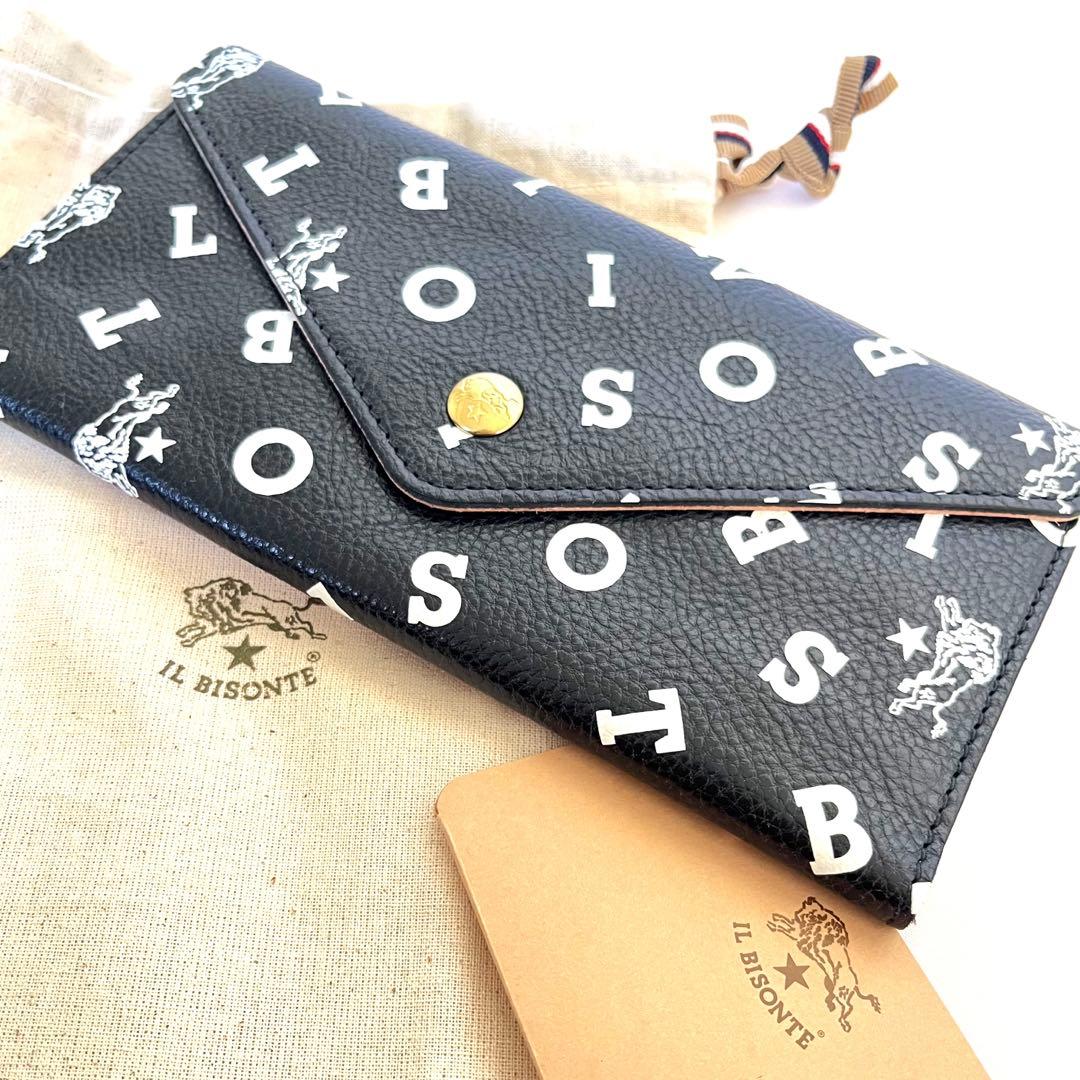 国内正規 限定 IL BISONTE ロゴプリント イルビゾンテ 長財布 ヌメ