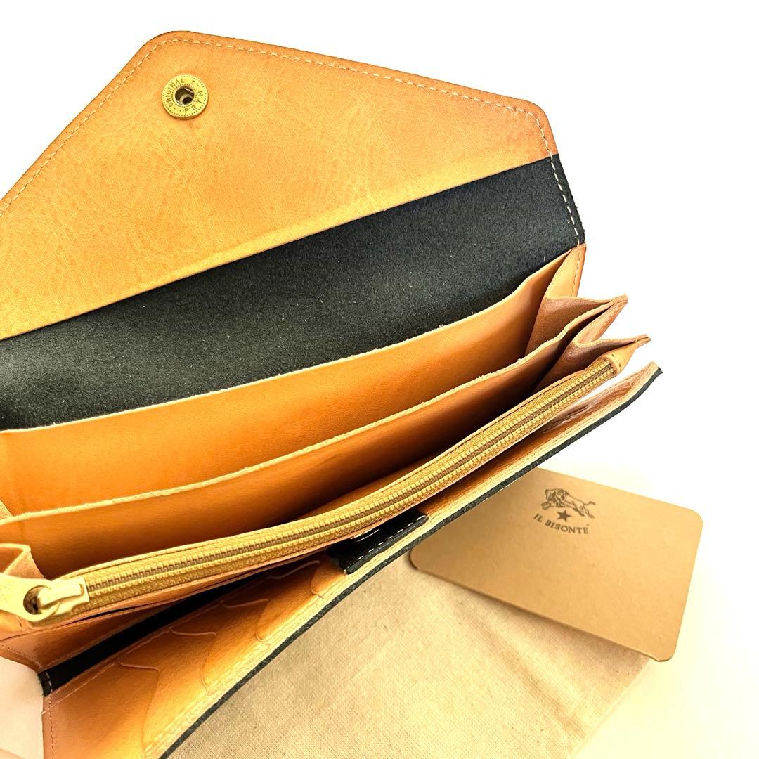 国内正規 限定 IL BISONTE ロゴプリント イルビゾンテ 長財布 ヌメ
