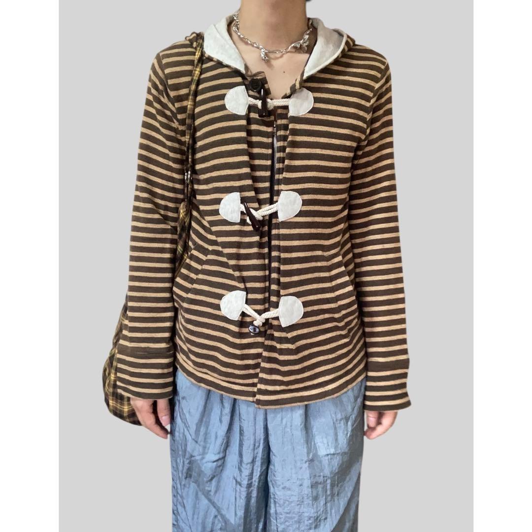 TOGGLE BORDER HOODIE (BROWN) 3052T パーカー