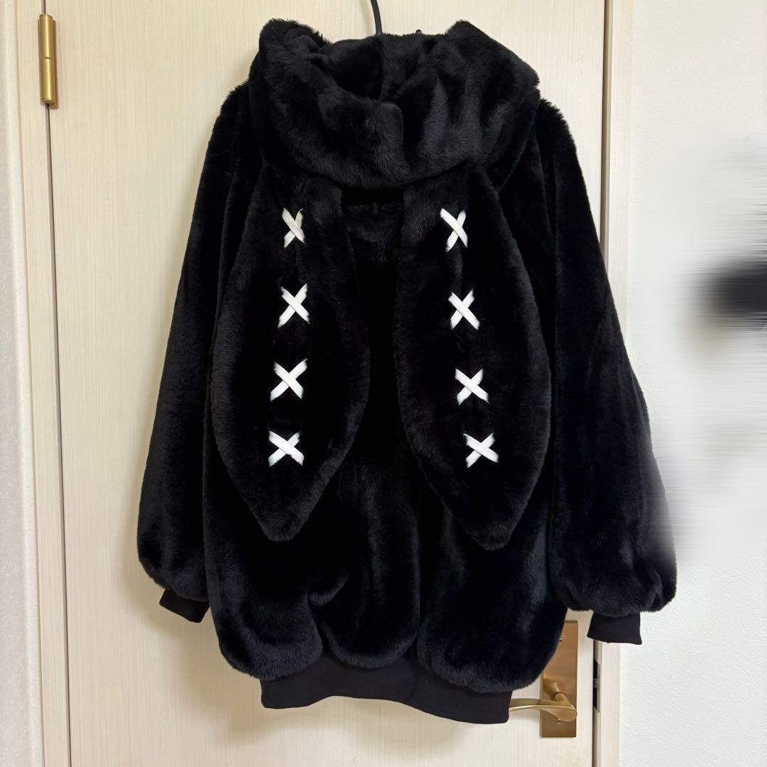 REFLEM レフレム うさ耳BIGファーパーカー ファーコート ブラック 黒