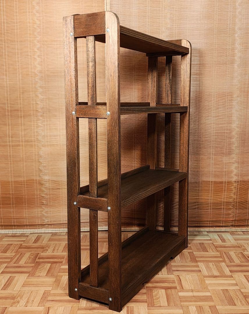 木製本棚4段　オープンラック　昭和レトロ　古家具